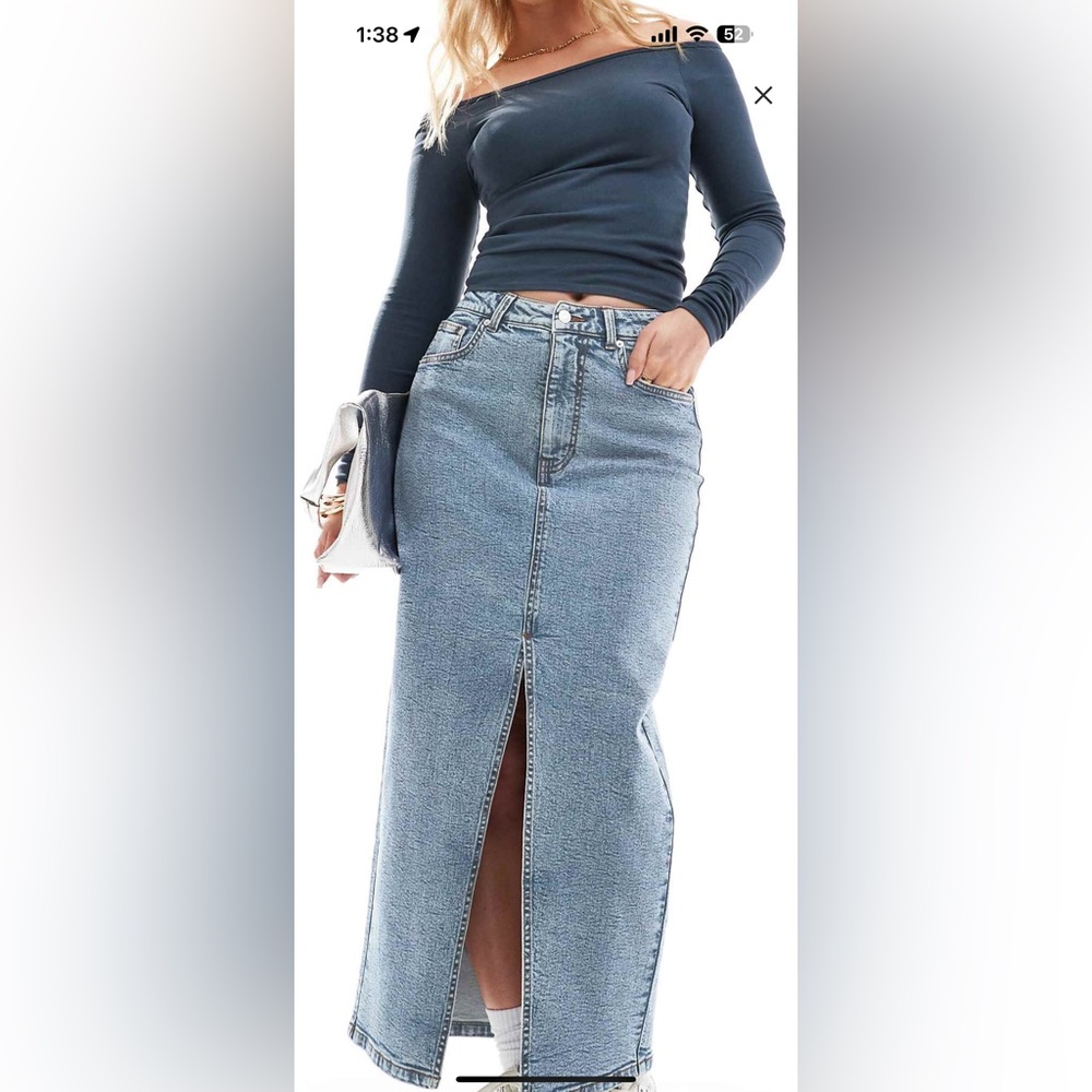 ASOS Design Hourglass Denim Maxi Skirt
